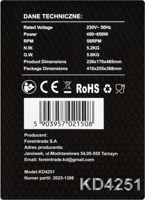 Storcator lent 650W cu 3 filtre functie reverse anti-picurare 58rpm (KD4251) [17]