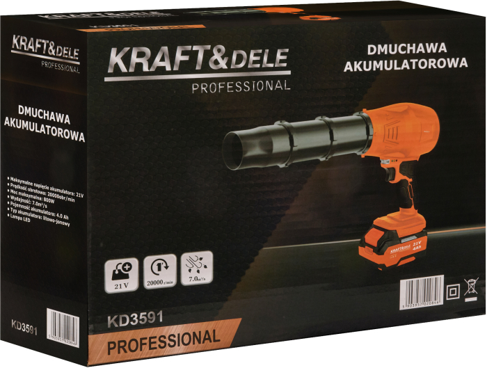 Suflanta aer cu acumulator 21V 4.0Ah 800W pentru curatare frunze si praf cu viteza 220 km/h (KD3591) [22]