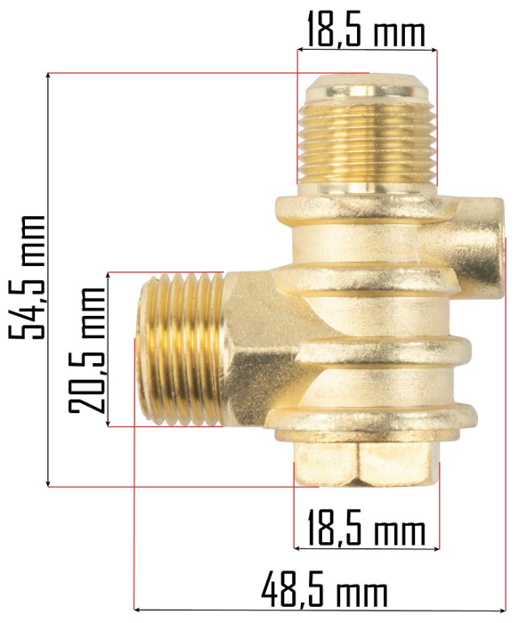Supapa de retinere pentru compresor 1/2" x 3/8", cu iesire 1/8", compatibila cu POWERMAT PM-KO-100T/150T/200T (PM-KO-100T-150T-200T-230/400V-ZZ) [2]