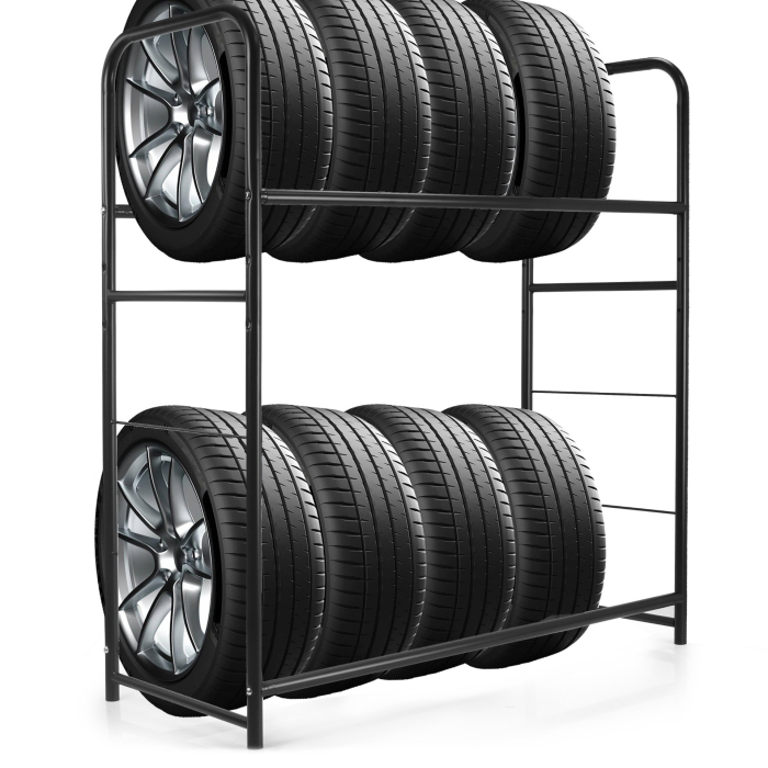 Suport pentru 8 roti si anvelope, jante auto din aliaj si otel, stand depozitare 118 cm (M90052) [5]