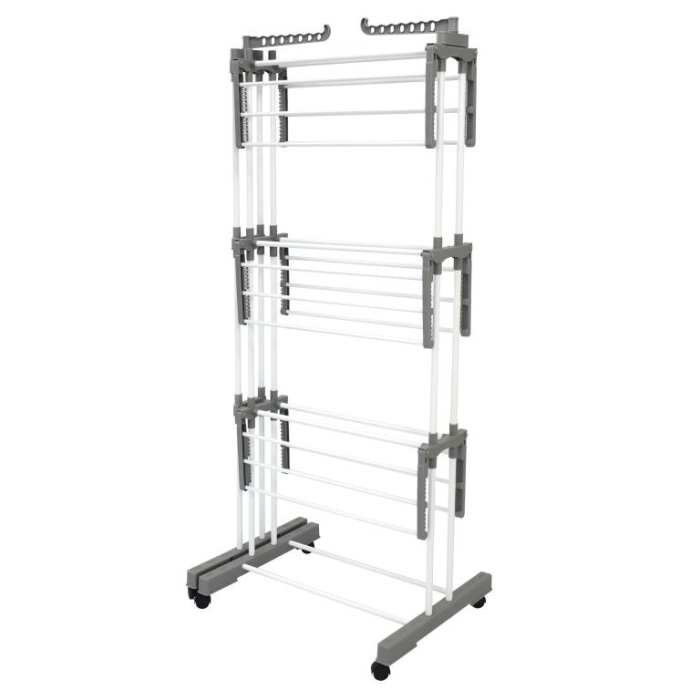 Suport pliabil pentru uscare rufe, 3 niveluri, extensibil, cu 6 roti (KH-2044) [10]