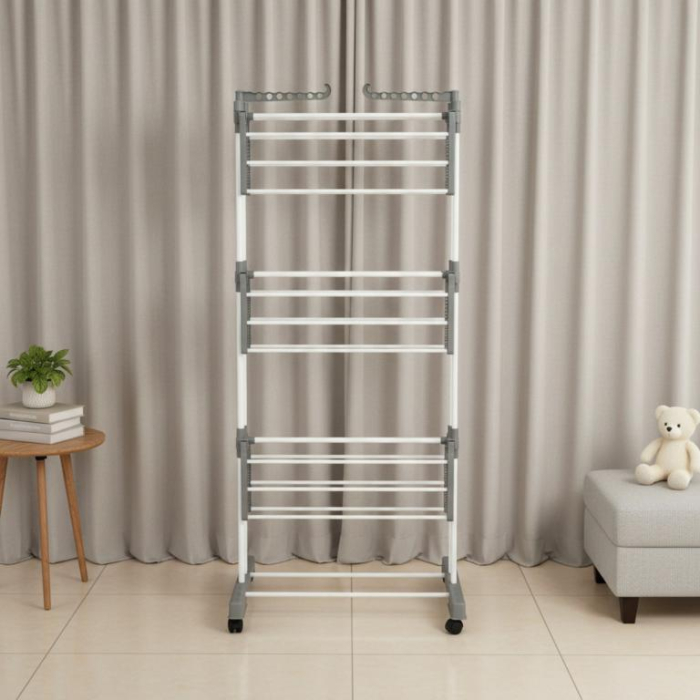 Suport pliabil pentru uscare rufe, 3 niveluri, extensibil, cu 6 roti (KH-2044) [13]