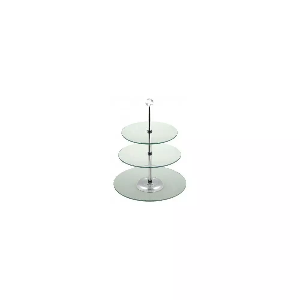 Suport prajituri si desert, 3 niveluri, sticla securizata si otel, diametru 30x25x20cm (KH-4016) [4]