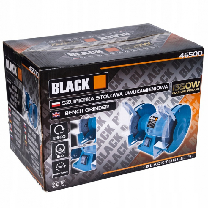 Polizor de banc 150mm 1500W, 2 discuri de piatra (46500) [2]