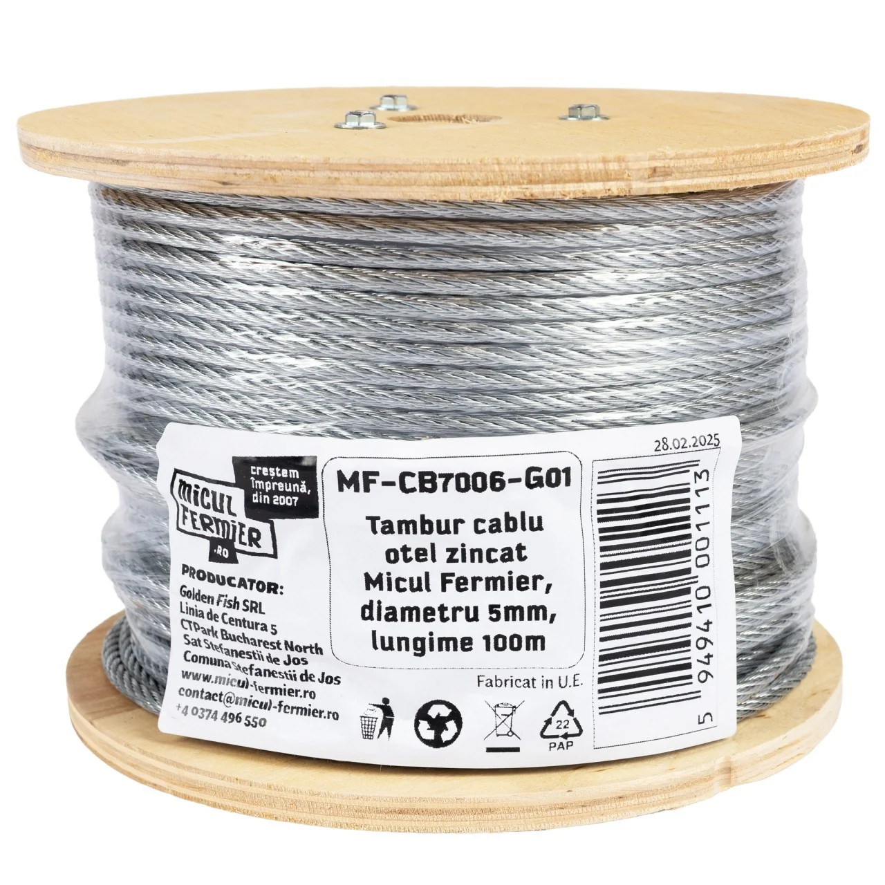 Tambur cablu otel zincat 100 m diametru 5 mm pentru uz general (MF-CB7006-G01) [2]