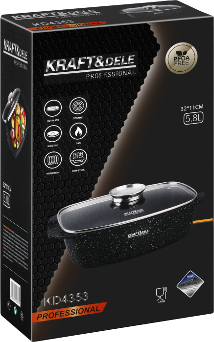 Tava copt 5,8L antiaderenta, 32 x 11 cm, pentru inductie/gaz/electric (KD4353) [13]
