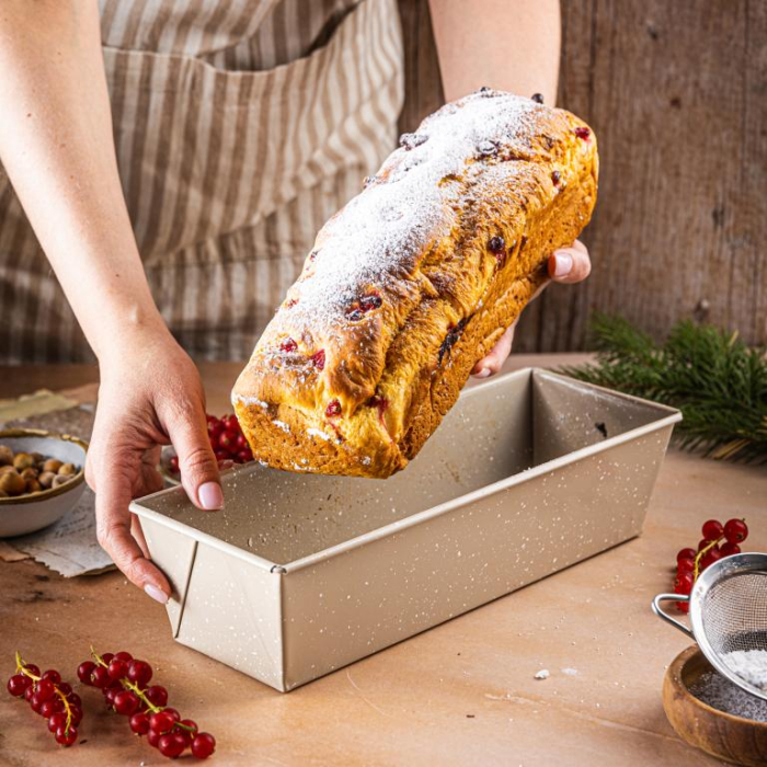 Tava de copt din otel carbon cu strat marmorat antiaderent, bej, 31x11,8x7,5 cm (KH-1972) [7]