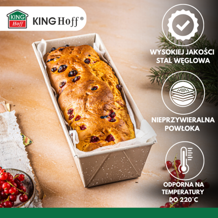 Tava de copt din otel carbon cu strat marmorat antiaderent, bej, 31x11,8x7,5 cm (KH-1972) [5]