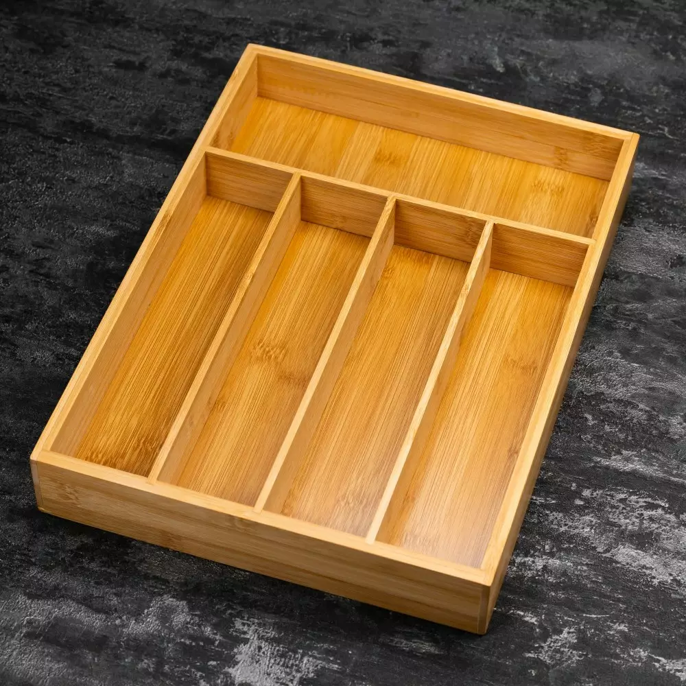 Tava organizatoare din bambus pentru tacamuri (KH-1222) [3]