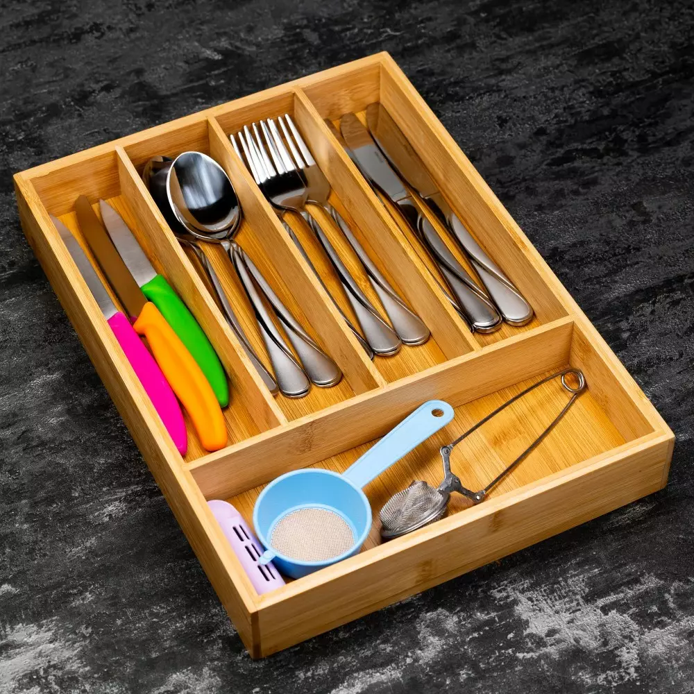 Tava organizatoare din bambus pentru tacamuri (KH-1222) [2]