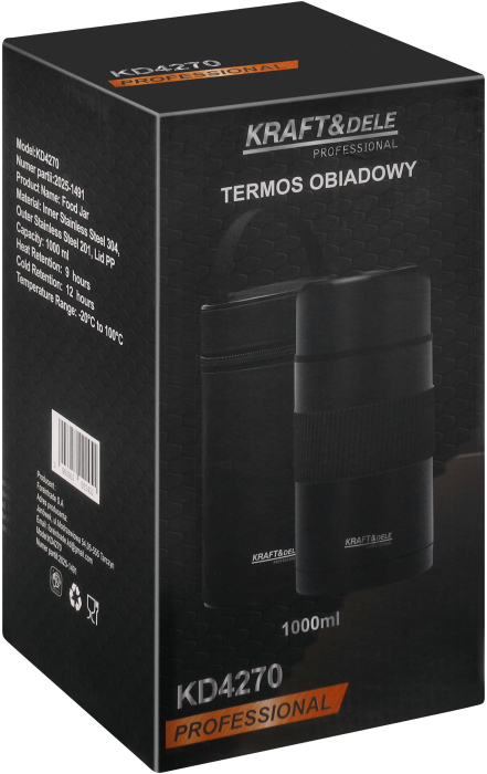 Termos alimentar 1L gura larga otel inoxidabil pereti dubli etans husa transport capac bol (KD4270) [12]