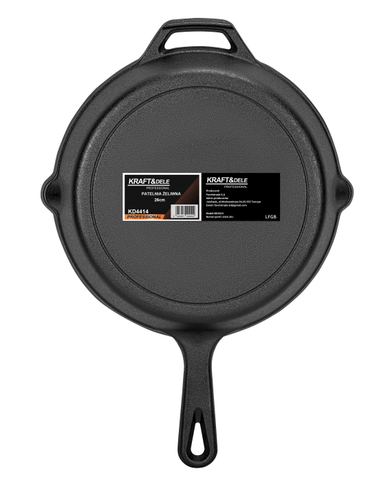Tigaie din fonta 26 cm pentru prajit carne si legume, compatibila cu inductie, gaz si cuptor (KD4414) [4]