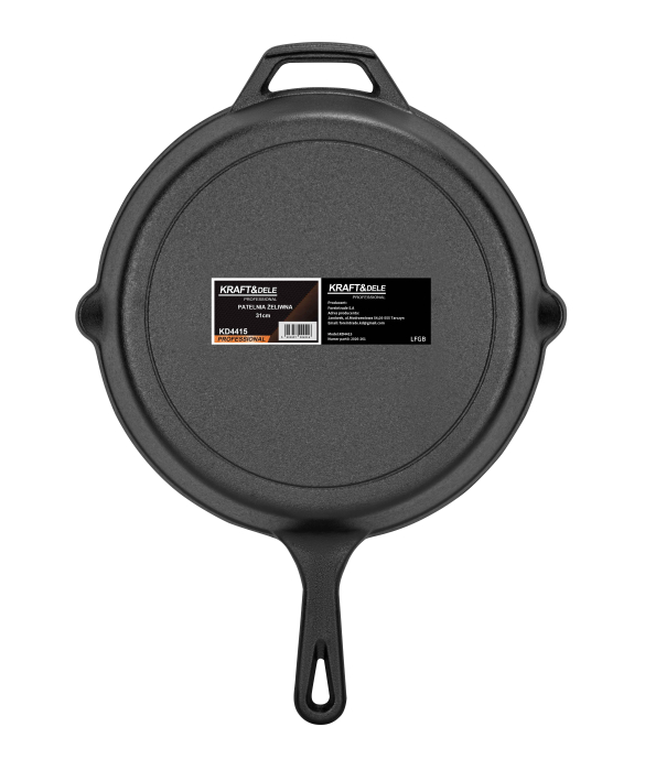 Tigaie din fonta 31 cm pentru prajit carne si legume, tigaie grea compatibila cu inductie, gaz si cuptor (KD4415) [8]