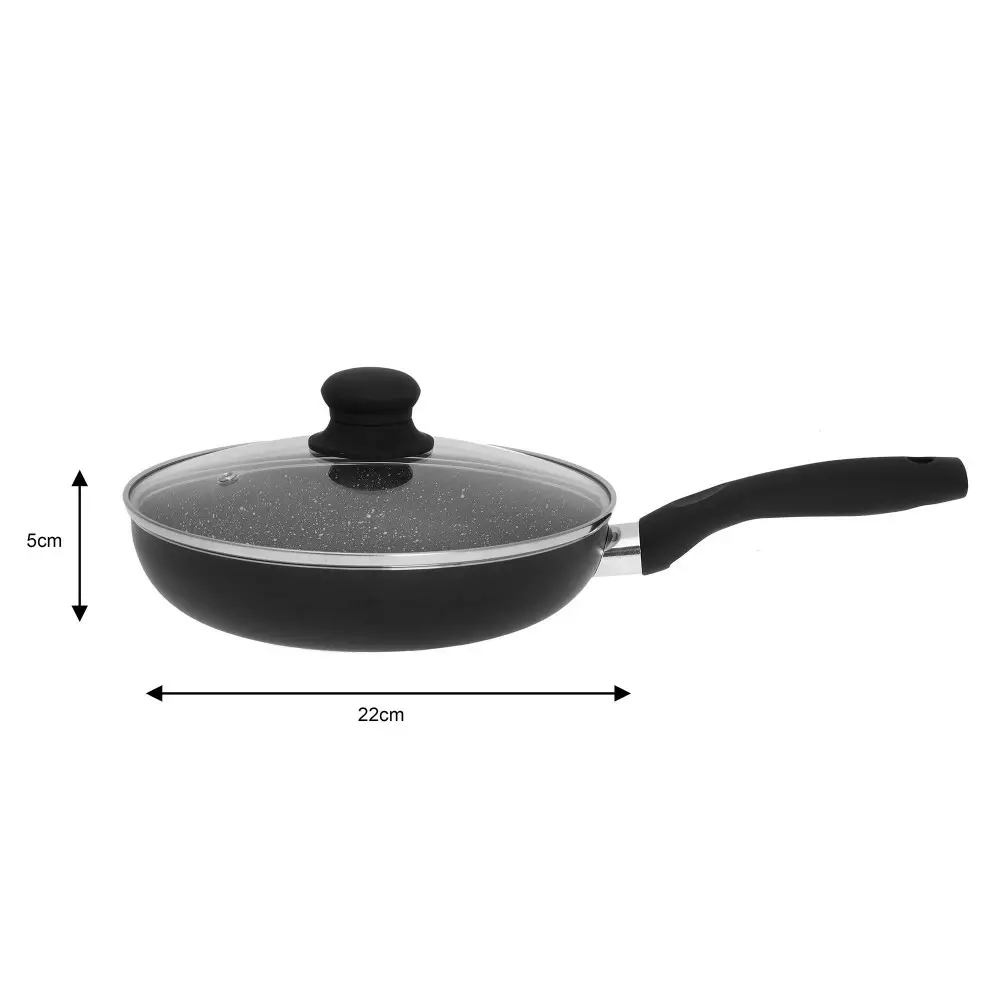 Tigaie si capac aluminiu si cu invelis marmura neagra 22cm (KH-3956) [3]