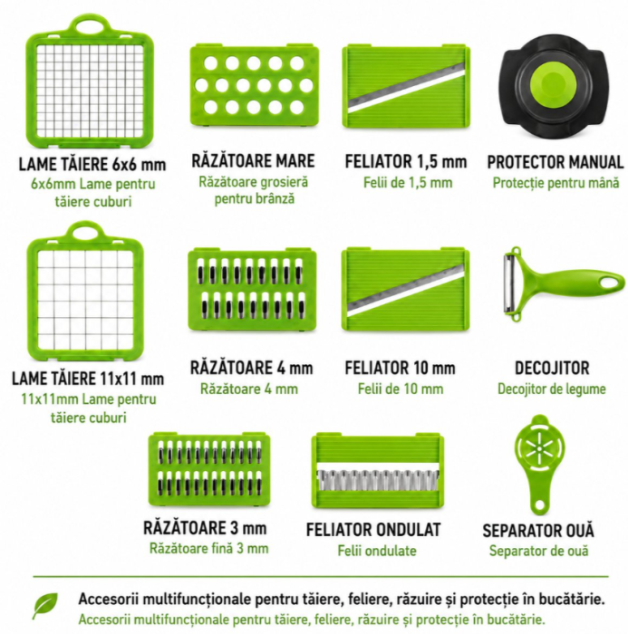 Tocator de legume multifunctional 12 in 1, cu 8 lame inox si recipient colectare  (AAA346) [6]