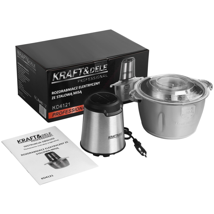 Tocator electric carne si legume 2 L 350W cu bol inox si lame otel inoxidabil (KD4121) [5]