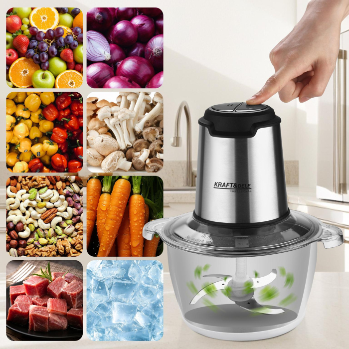 Tocator electric carne si legume 2 L 350W cu bol inox si lame otel inoxidabil (KD4121) [9]