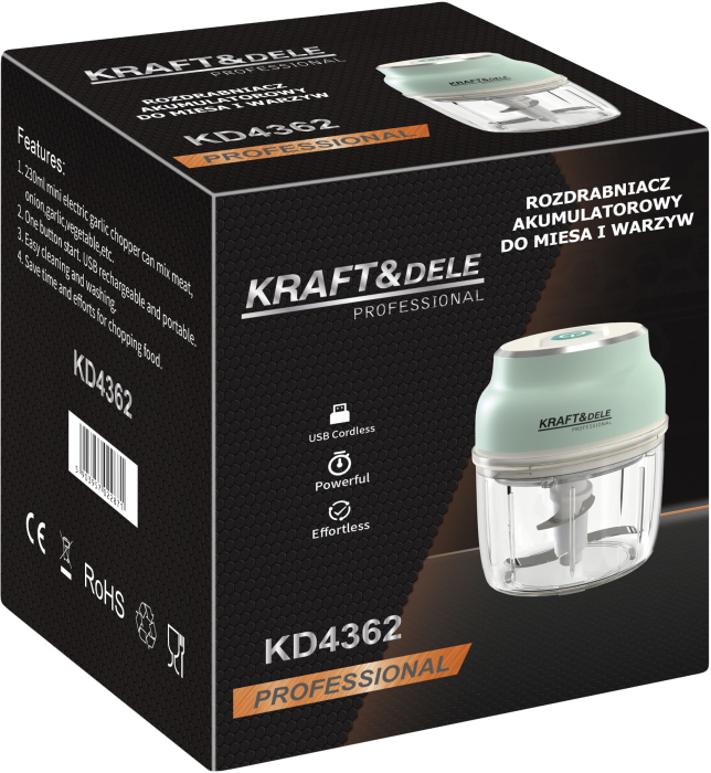 Tocator electric fara fir pentru carne si legume 230 ml, 3 lame din inox, acumulator 2500 mAh (KD4362) [12]