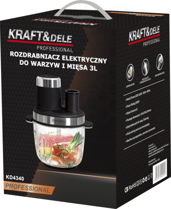 Tocator electric multifunctional 3L, 550 W, 4 lame, pentru carne si legume (KD4340) [14]