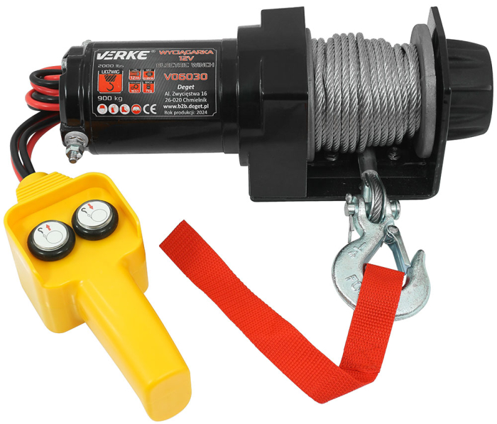 Troliu electric auto 12V 2000LBS cu cablu otel 12m, pentru ATV remorca si tractare (V06030) [2]