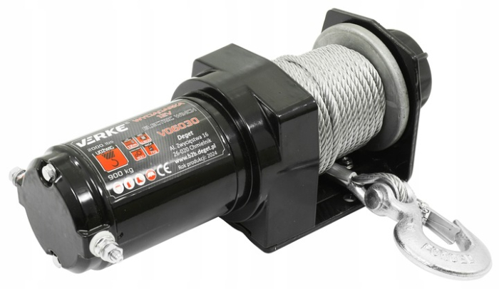 Troliu electric auto 12V 2000LBS cu cablu otel 12m, pentru ATV remorca si tractare (V06030) [14]