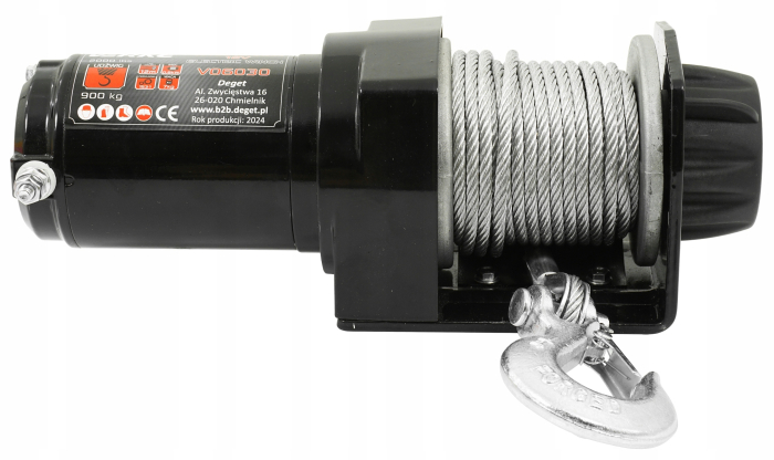 Troliu electric auto 12V 2000LBS cu cablu otel 12m, pentru ATV remorca si tractare (V06030) [15]