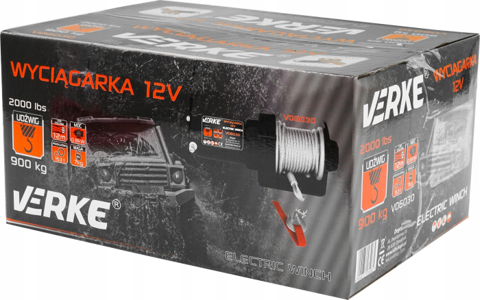 Troliu electric auto 12V 2000LBS cu cablu otel 12m, pentru ATV remorca si tractare (V06030) [3]