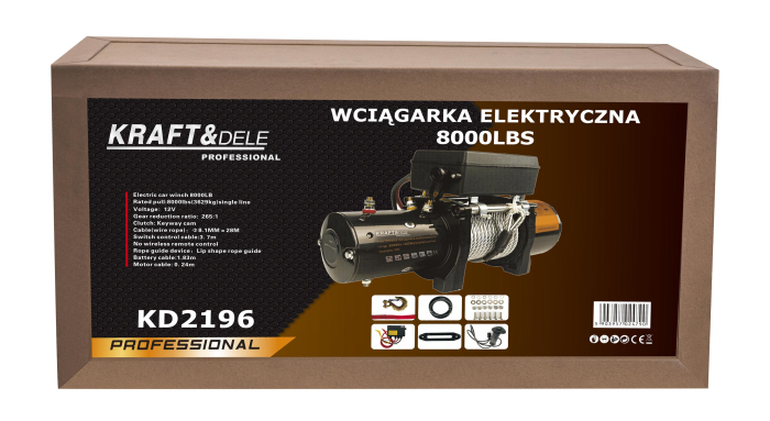 Troliu electric auto 12V 4500W cu forta de tractare 3629 kg si cablu de otel 28 m (KD2196) [15]