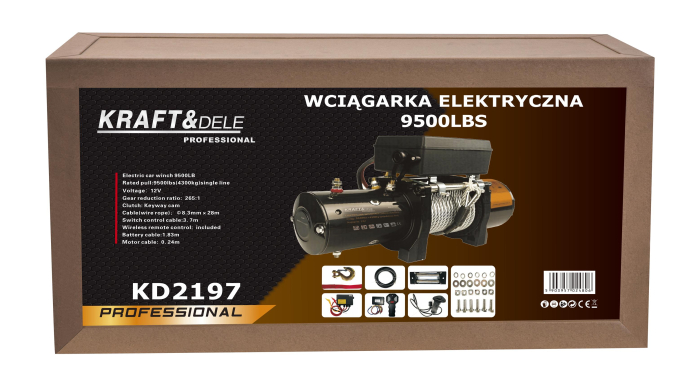 Troliu electric auto 12V 4700W cu forta de tractare 4310 kg si telecomanda (KD2197) [12]