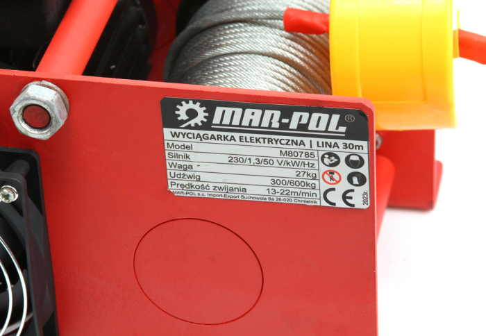 Troliu electric cu cablu 30m, capacitate 300/600 kg (M80785) [6]