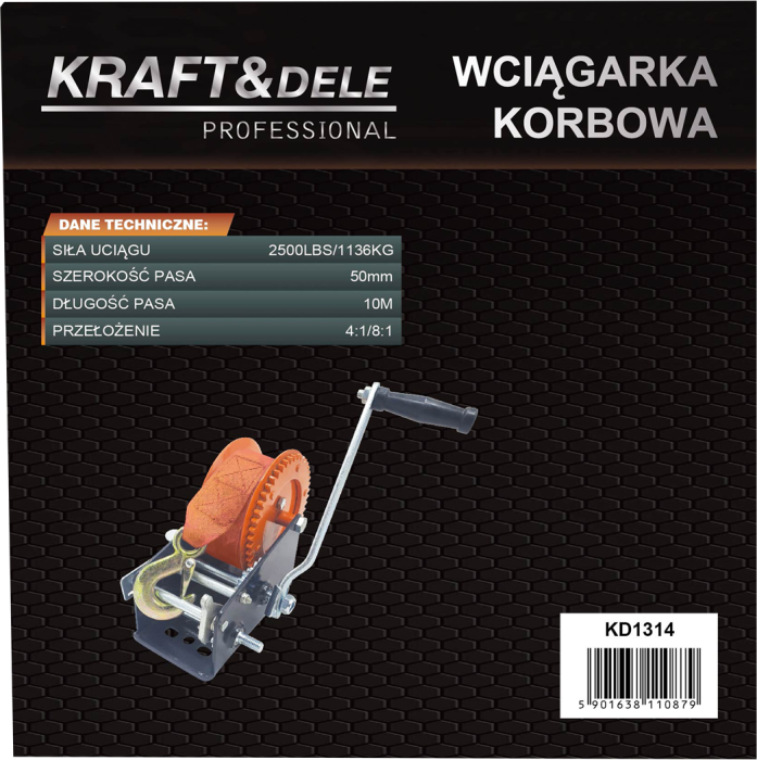 Troliu manual 1150kg 2500lbs cu chinga 10m (KD1314) [13]