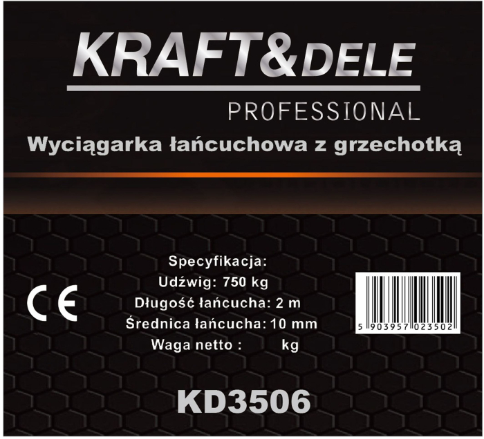 Troliu manual cu lant cu clichet, 750 kg, 2 m (KD3506) [8]