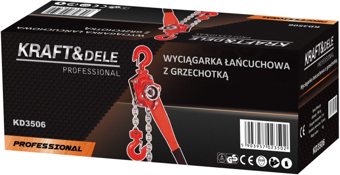 Troliu manual cu lant cu clichet, 750 kg, 2 m (KD3506) [7]
