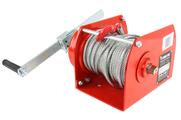 Troliu manual cu manivela 500 kg cu cablu de otel 40 m si carlig de siguranta (M80745) [5]