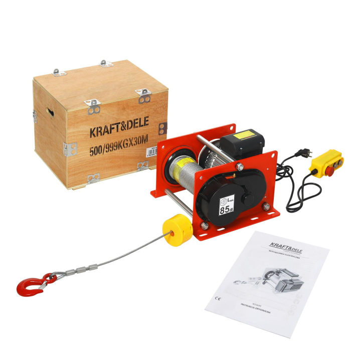 Troliu palan electric constructii 500 / 1000kg 1900W cablu 15 / 30m (KD1649) [3]