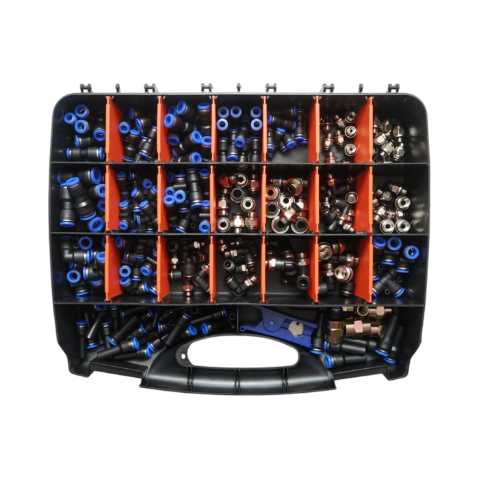 Trusa 242 piese pentru furtunuri pneumatice cu cleste taiat furtun si cuple rapide DISEU05 (BK77521) [4]