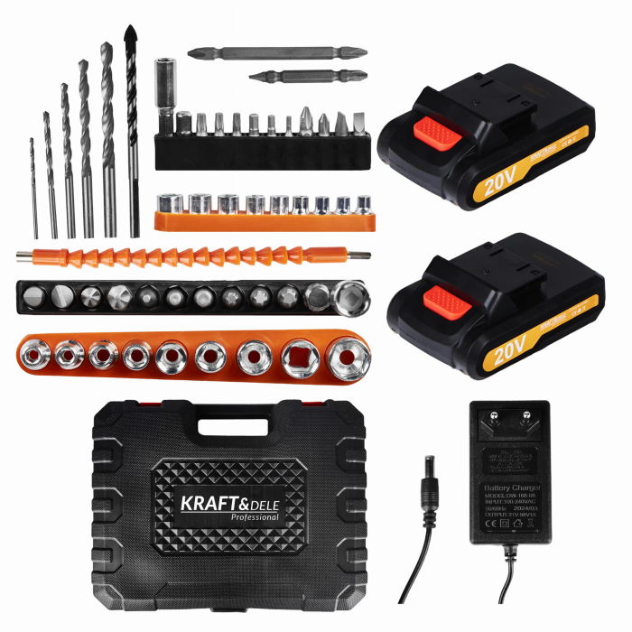 Trusa bormasina cu acumulator 2x 20v 30Nm + accesorii (KD3086) [2]