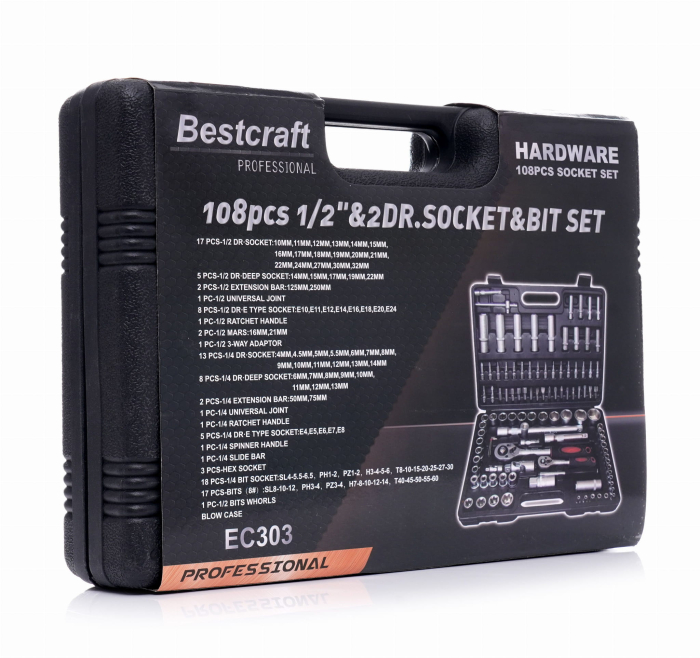 Trusa chei scule 108 piese, tubulare lungi capate surubelnita E torx (EC303) [9]