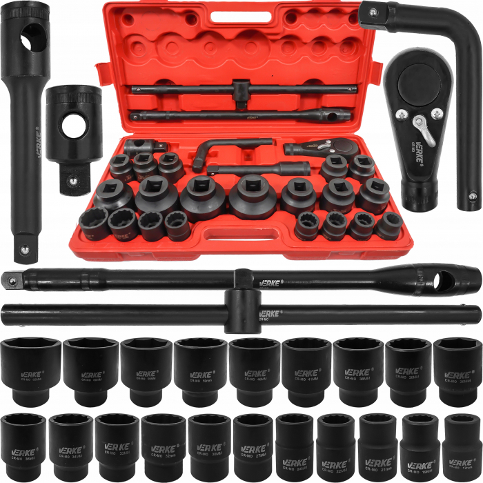 Trusa chei tubulare 26 piese 21-65mm hexagonale 6 colturi de forta 3 4 și 1 tol (V39472) [1]