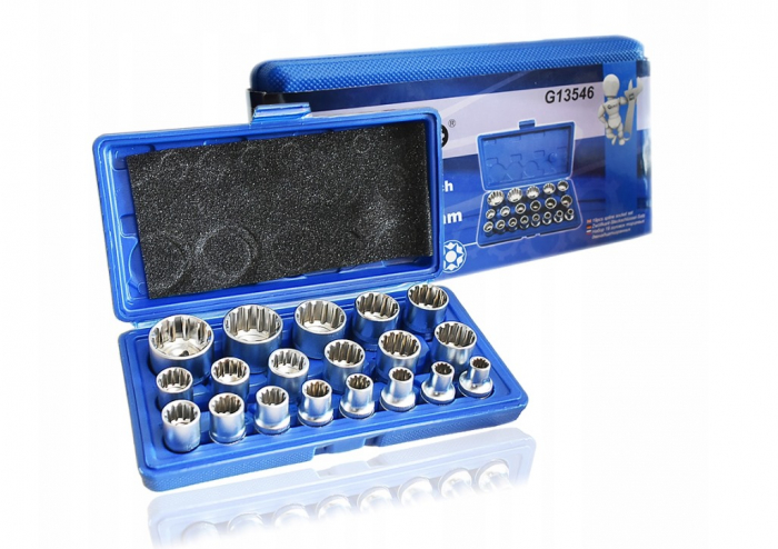 Trusa chei tubulare 8-32mm universale 19piese cu colturi stelat patrat hexagonal (G13546) [1]