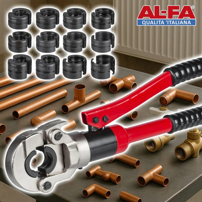 Trusa cleste hidraulic 12T sertizat tevi tip V U TH cu bacuri 16-32mm (AL55915C) [16]