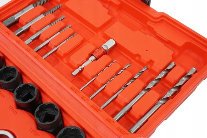 Trusa complet extras suruburi rupte burghie extractoare cu filet invers spart piulite deteriorate 26piese (V86486) [6]