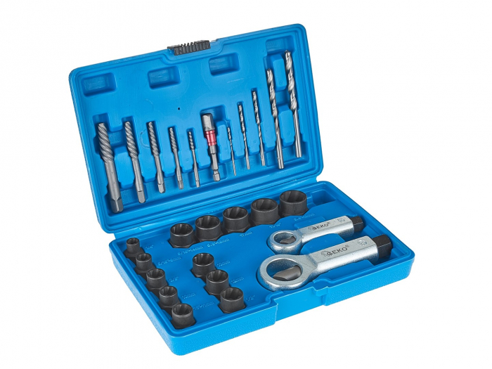 Trusa complet extras suruburi rupte burghie extractoare cu filet invers spart piulite deteriorate 6-19mm 26piese (G30036) [5]
