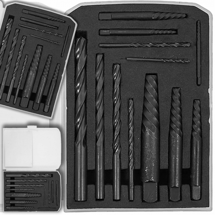 Trusa complet extras suruburi rupte burghie extractoare cu filet invers (V86485) [5]