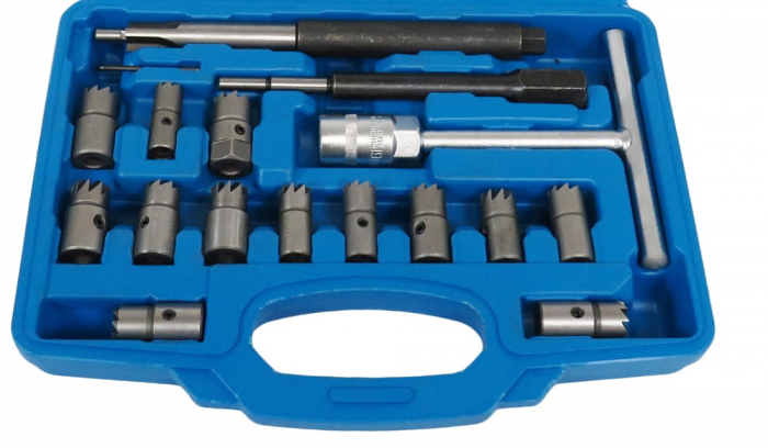 Trusa freze pentru injectoare 17piese curatat reconditionat orificiu scaun (S11612) [5]