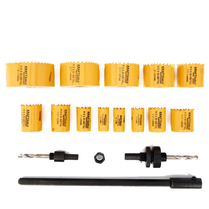 Trusa set carote freze bimetal HSS 19-76mm lemn metal plastic 17piese (KD10758) [4]