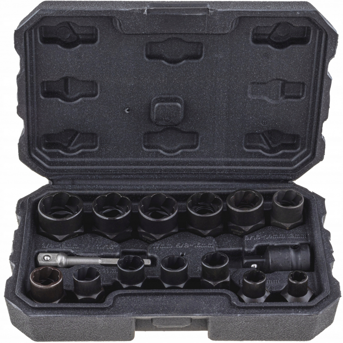 Trusa set chei 10-19mm extragere suruburi piulite deteriorate 15 piese (VRF08085-1) [1]
