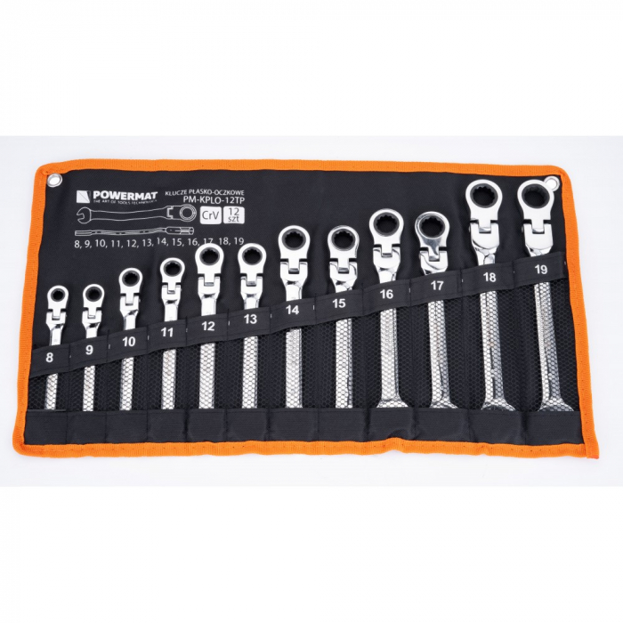 Trusa set chei combinate cu clichet articulate 8-19mm 12piese, cap flexibil (PM1176) [2]