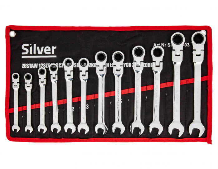 Trusa set chei combinate cu clichet articulate 8-19mm 12piese, cap flexibil (SK-012-03) [4]