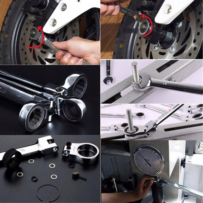 Trusa set chei combinate cu clichet articulate 8-19mm 12piese, cap flexibil (V35403) [3]